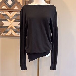 Tomas Maier Cashmere Slouchy Open Back Asymmetrical Sweater Black size 2